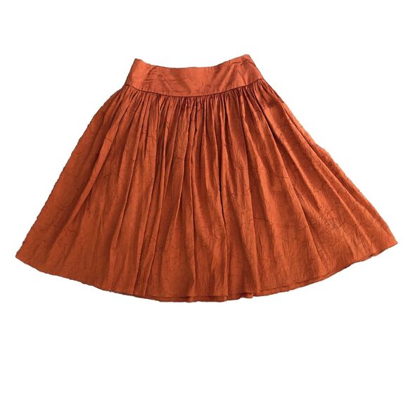 Talbots Crinkle Silk Drop Waist Skirt Womens 6P Copper Midi Elegant NWT $149 - Picture 2 of 11
